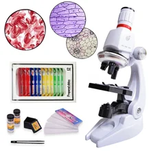 Microscópio kit experimental laboratório led 1200x escola em casa ciência brinquedo educacional presente refinado microscópio biológico para crianças criança