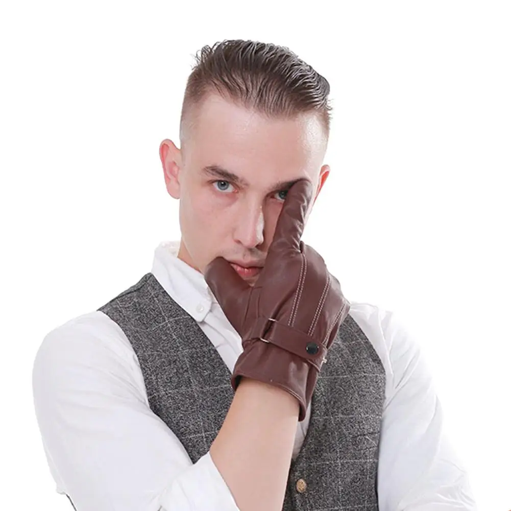 Sheepskin Leather Gloves Waterproof Warm Deluxe Leather Gloves For Men Cycling Driving Everyday Daily Wear