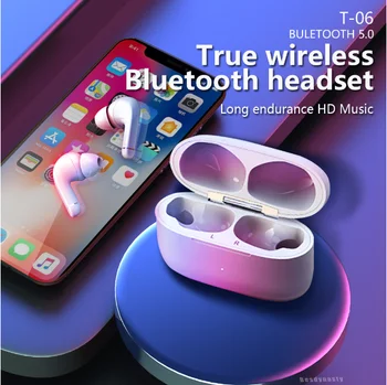 

T06 TWS Wireless Bluetooth Earphones Headset Bluetooth Headphones Earbuds Charging Box Touch Control pk Airpodering Air pro 3