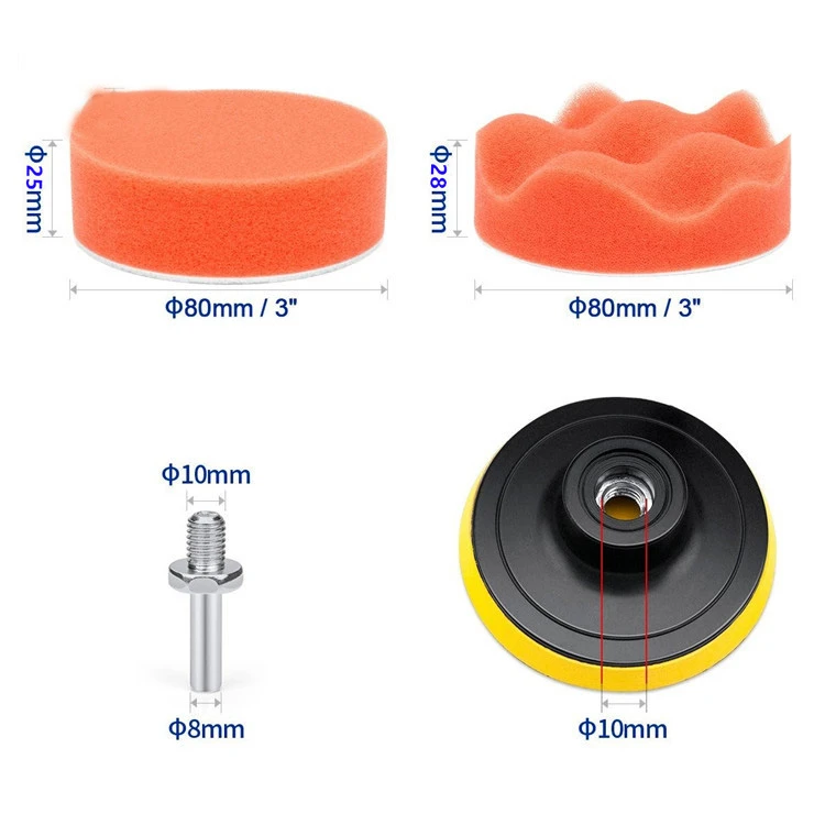 LAMEZIA 22pcs 3 Inch Polishing Pad Disc Automobile Wax Sponge Wheel Polisher For Car