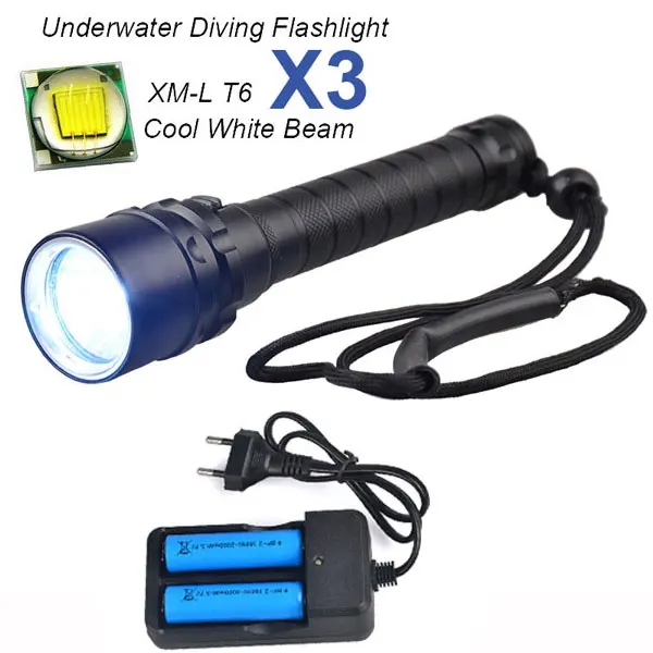 2 TopCom Ip68 CREE XM-L2 профессиональные подводные фонарик Подводное безопасности Водонепроницаемый подводный фонарик - Испускаемый цвет: 2