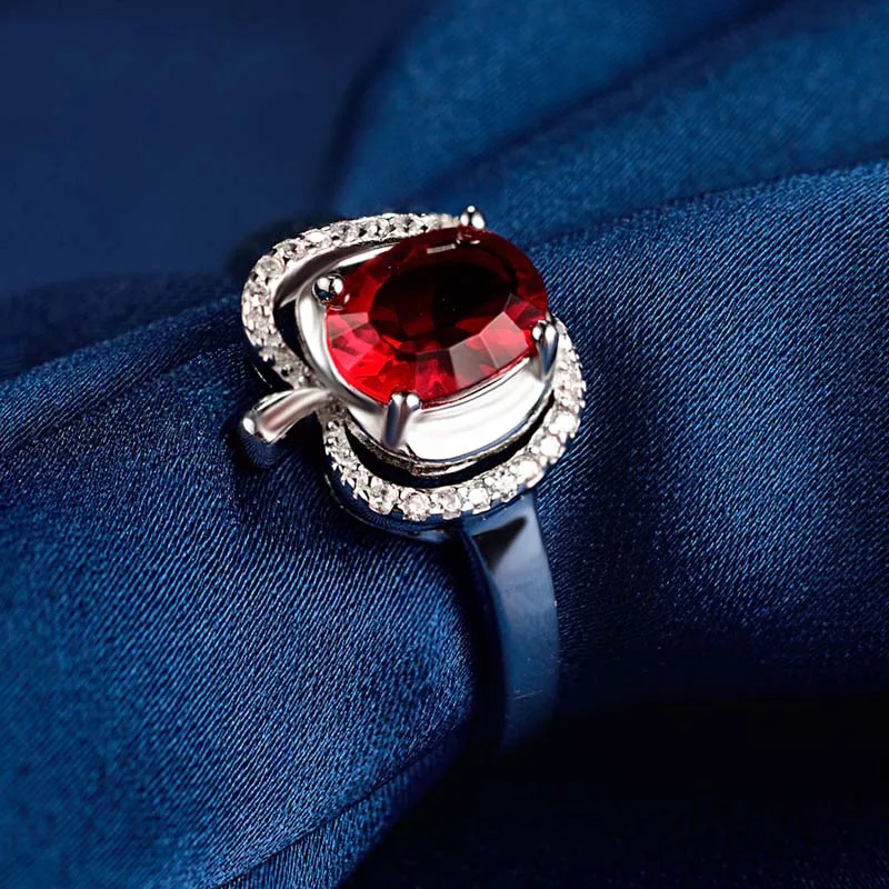 Bague Ringen Настоящее 925 пробы Серебряное кольцо с 8*5 мм Роскошный натуральный рубин Gestone обручальное кольцо свадебный подарок