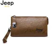

JEEP BULUO Brand Clutch Bags PU Leather Handbag New Men With Card Slots Wallets Long Style Card Male Purse Zipper