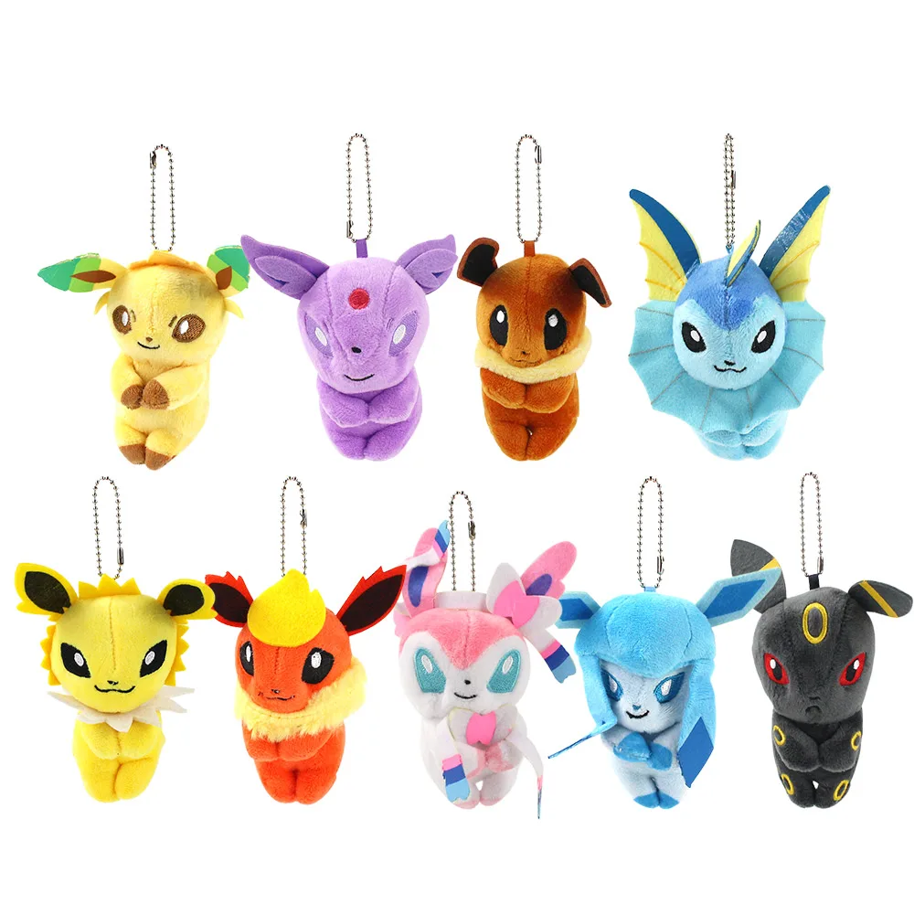 9 шт./компл. 9-13 см Sylveon Umbreon Flareon Вапореон Leafeon Eevee плюшевые брелок Подвески Игрушки