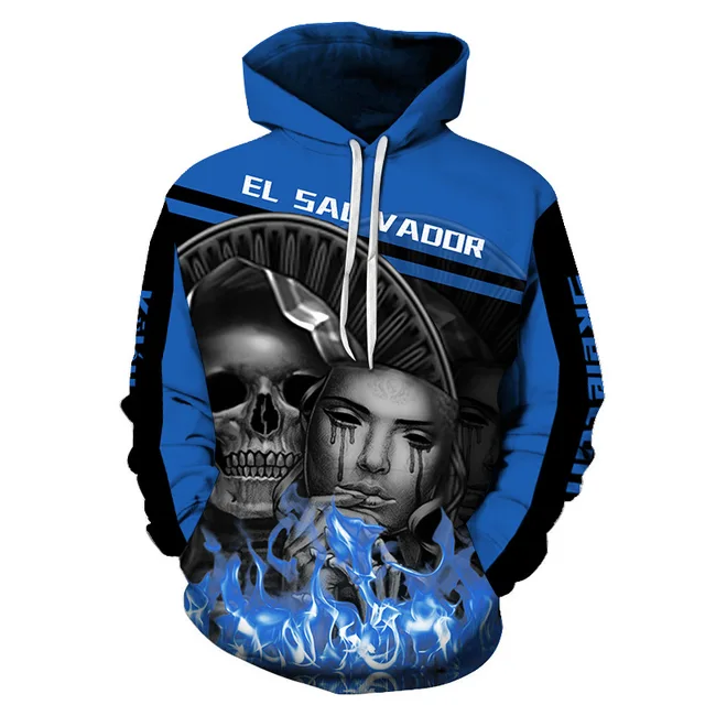 3d Skull Print Hoodie Long Sleeve Black Sweater Casual Sportswear Men's O Neck Pullover Street Oversized Clothes Hoodies Kids SKU-03-MLMS2638