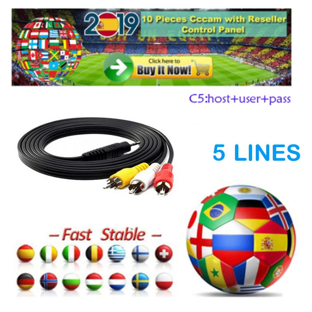 

Cccam 5 lines Full HD 1 Year Cccam cline for Europe 5 lines IPTV Use for DVB-S2 IKS Satellite TV Receiver DVB-S2 Server hd