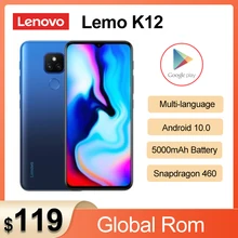2020 New Original Lenovo Music Lemon K12 Mobile Phone 4GB RAM 64GB ROM Android 10 6.5'' Snapdragon 460 5000mAh 48MP Smartphone