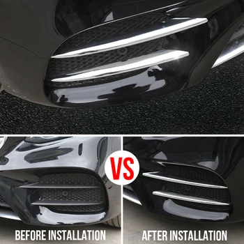 

For Mercedes Benz E Class W213 E200 E300 2016 2017 2018 2019 E43 AMG Car Accessories 4pcs ABS Chrome Front Fog Lamp Cover Trim