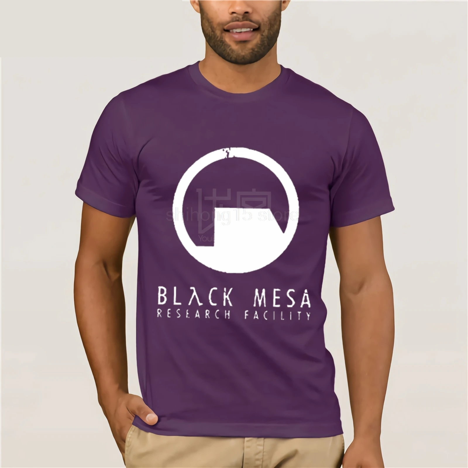 Black Mesa Half Life Футболка мужская крутая футболка европейские размеры-XXXL топы летние футболки хлопковая Футболка с круглым вырезом - Цвет: purple