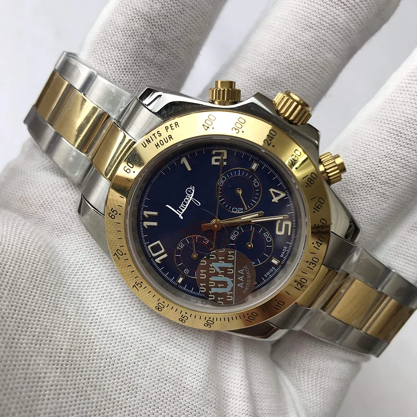 

18K gold & silver Luxury watch men automatic sapphire glass sweeping daytona watches all small dials works AAA+ U1 factory