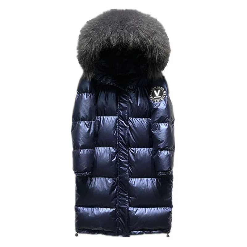 New High-End High-Quality Down Jacket Ladies Mid-Length Loose Thick Hooded Coat Large Size Pie Overcome Coat Women Parka