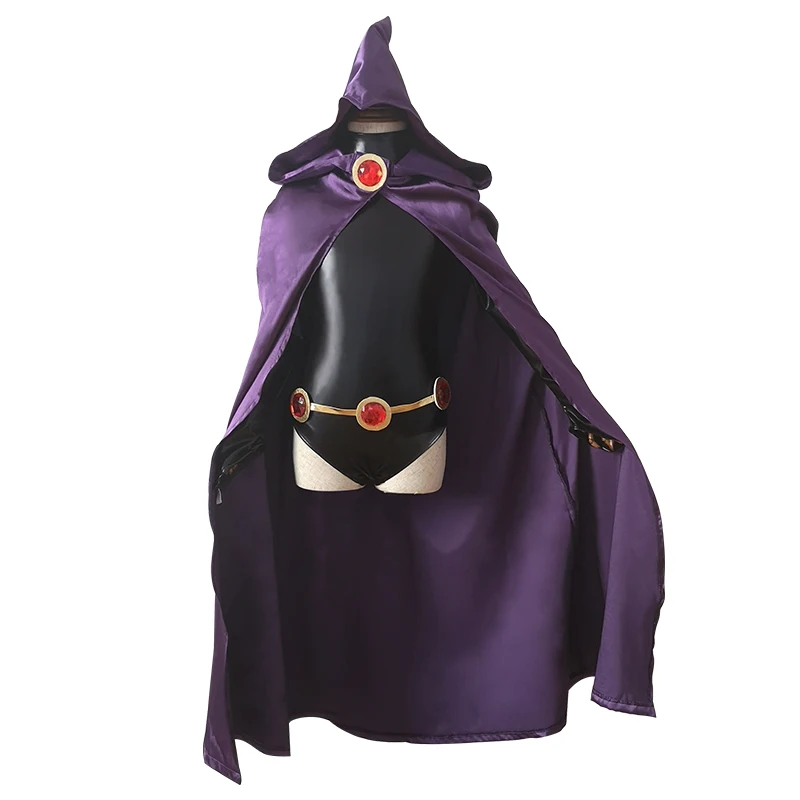 Adult Teen Anime Titans Raven Cosplay Costumes Jumpsuits+Cloak+Belt Party Halloween Fancy Ball Suit