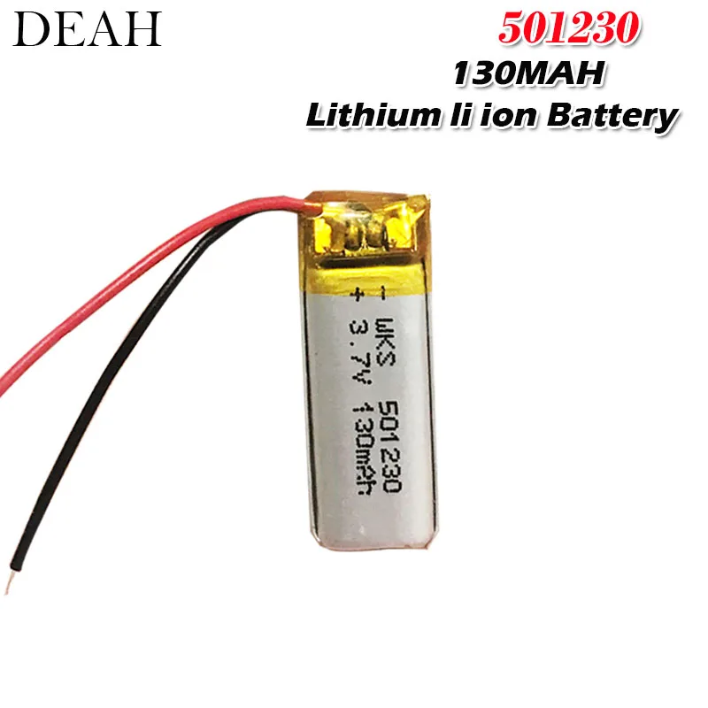 

3.7v 130mAh 501230 Rechargeable Lipo Battery For GPS MP4 Camera Power Bank Tablet Electric Toys PAD DVD Lithium Polymer Battery