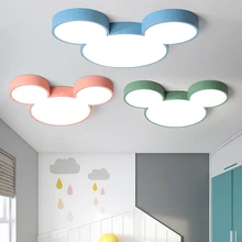 

Cute Modern Ceiling Lamp Led Mickey Nordic Creative Lighting Fixture Living Child Kid Indoor Remote Control Decor Macaron Light