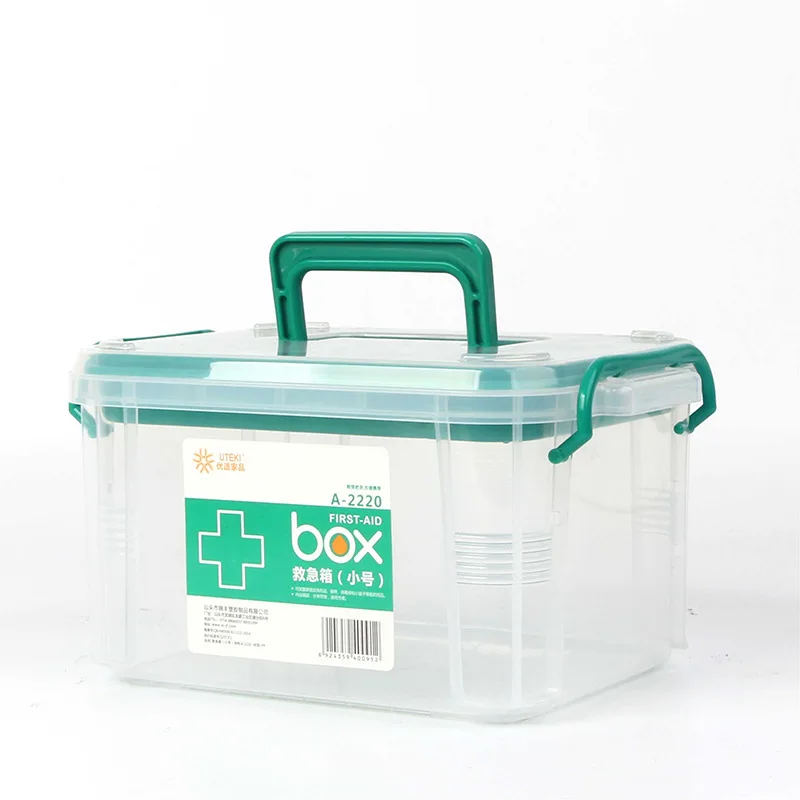 Skup Apteczka pierwszej pomocy duży wielowarstwowy zestaw domowy zdrowa medycyna medycyna plastikowa przezroczyste pudełko