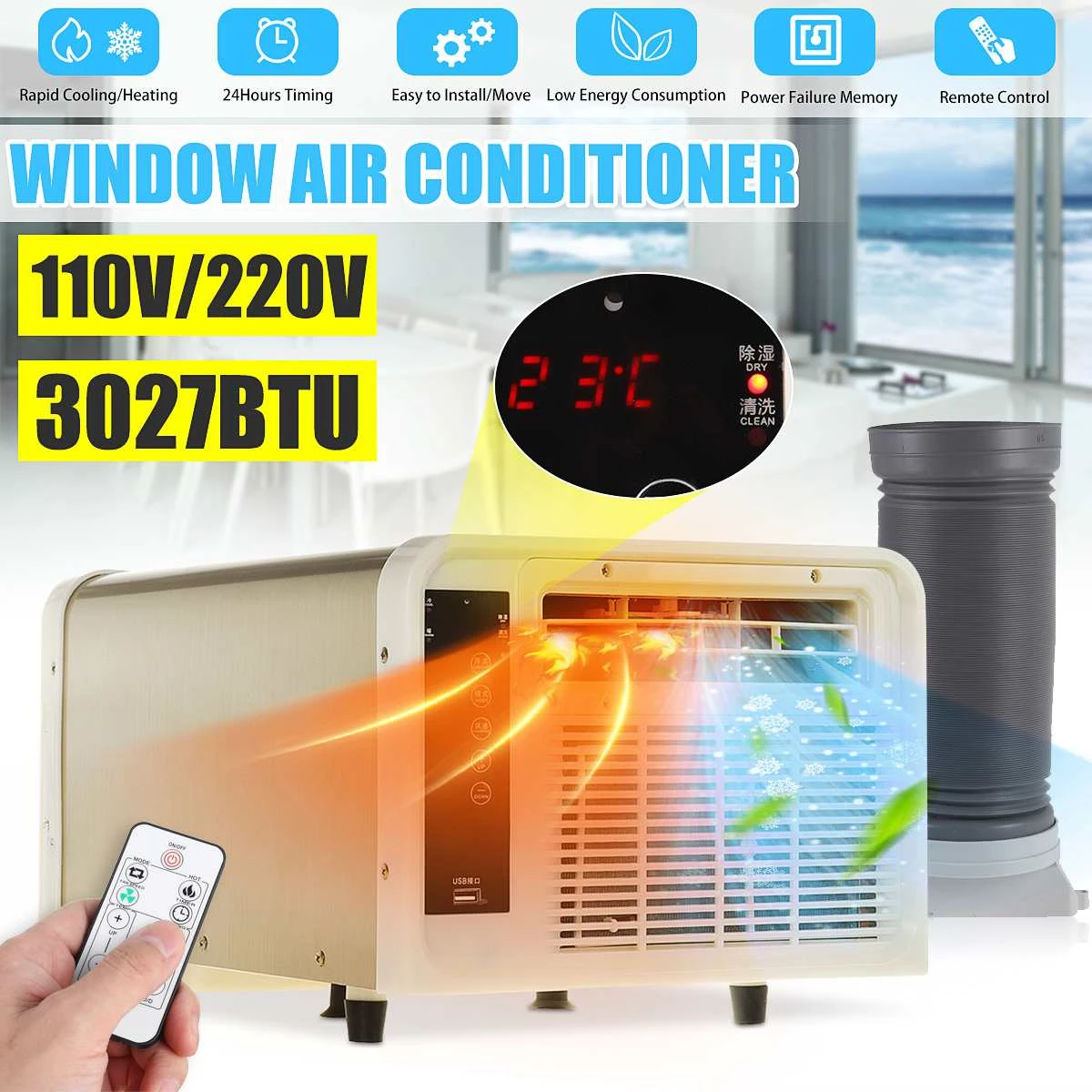 Portable Window Air Conditioner 24 Hours Timer Cooling Heating Cold Heat Air Conditioning Box Cooler Dehumidifier Free Pipe Gift Air Conditioners Aliexpress