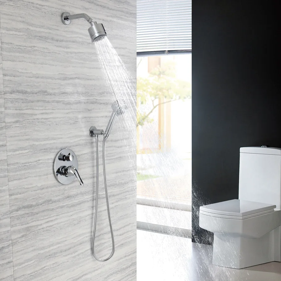 

Concealed Shower Set Wall-in Embedded Box Mixing Valve ABS Multi-function Shower Nozzle AL1009