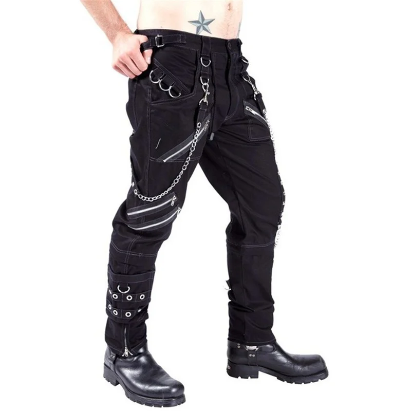 Spring Autumn Mens Harajuku Punk Cargo Pants With Multi Zippers Man Vintage Gothic Techwear Sweatpants Streetwear Joggers | Мужская