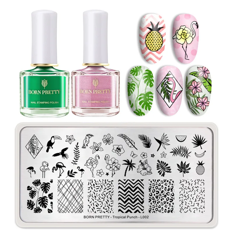Set 6 BORN PRETTY 3 шт. набор стемпинга для ногтей набор стемпинга лак для ногтей Цветочный геометрический узор шаблон набор лак базовый дизайн ногтей штамп - Цвет: Set 6