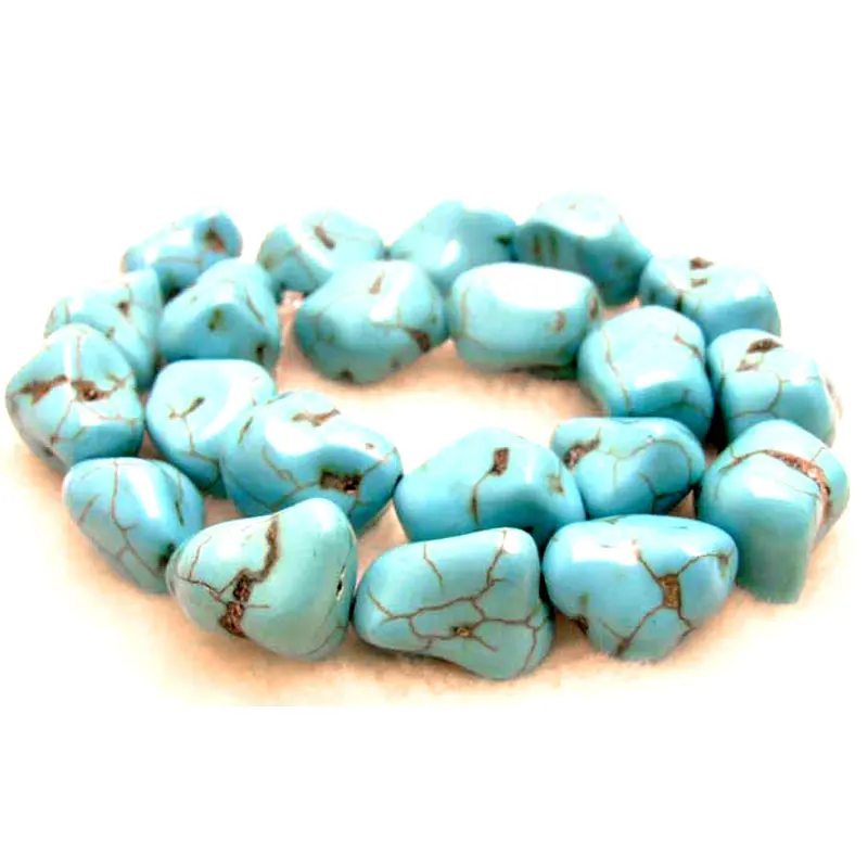 Qingmos 15-20mm Baroque Natural Light Blue Turquoise Beads for Jewelry Making DIY Necklace Bracelet Earring Loose Strand 15