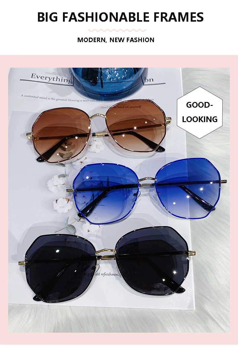 fashion sunglasses 2021 Brand Designer Sunglasses For Women Fashion Polygon  Metal Frame Sun glasses Luxury Vintage Female Eyewear UV400 Oculos big black sunglasses