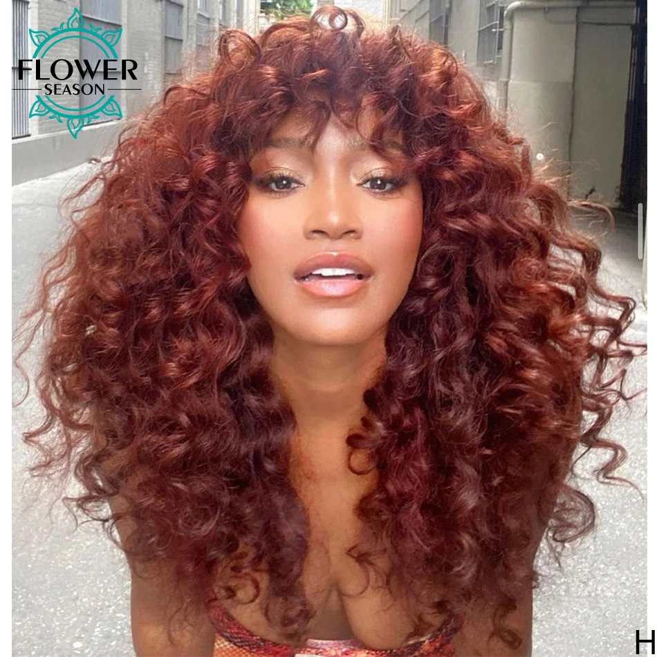 Cut Rate Orange Colored Human Hair Wigs Scalp Top Full Machine Made Wig Loose Wave Indian Indian jYQOMR6yoZl