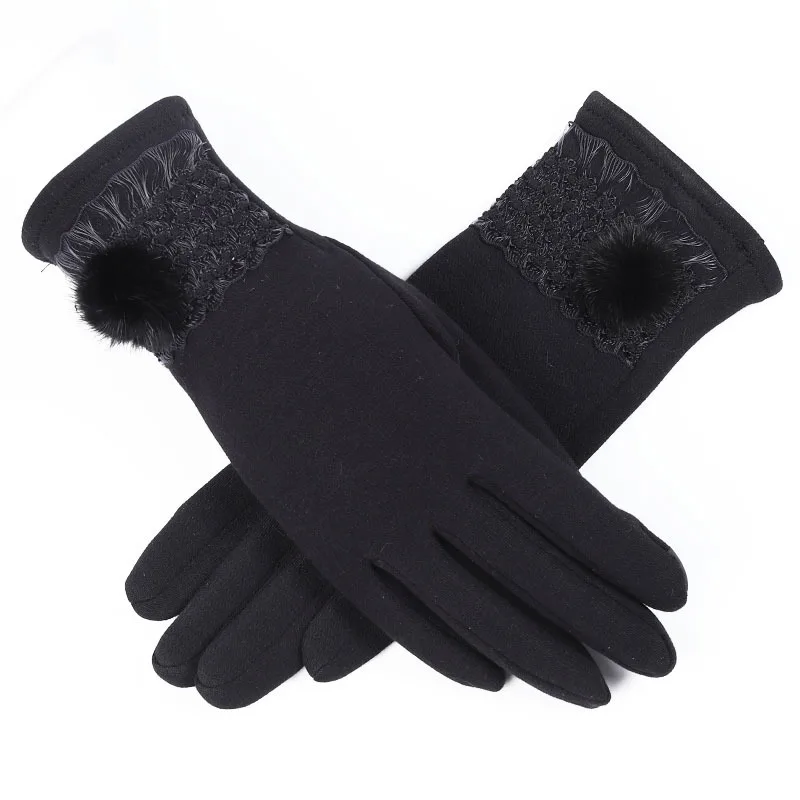 style 3 black Новые Теплые перчатки с сенсорным экраном, женские бархатные толстые перчатки для верховой езды - Цвет: style 3 black