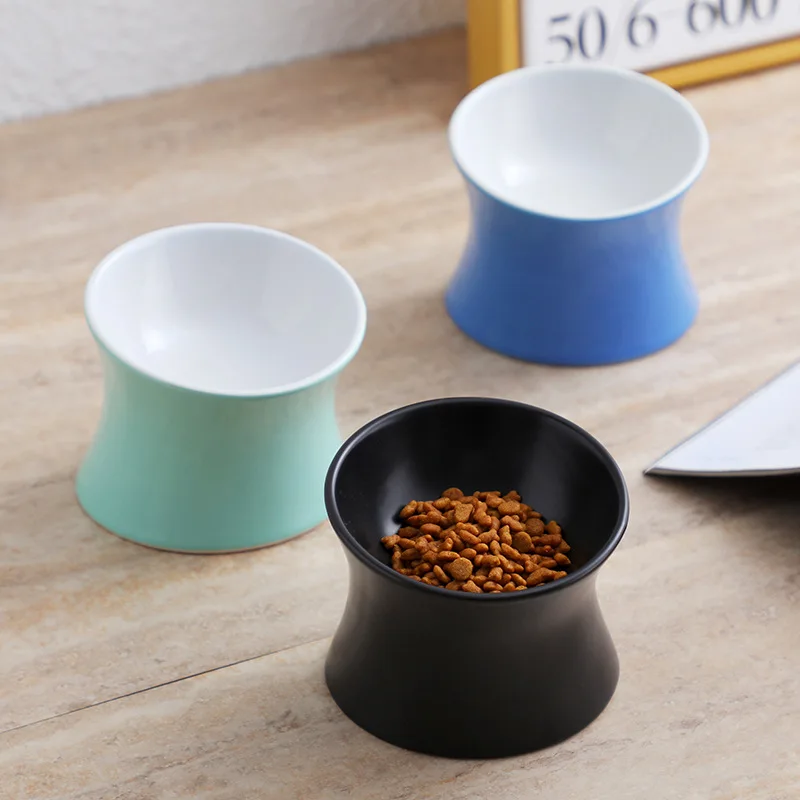 Ceramic Factory Direct Selling Creative Day Korean Style High Base Pet Cat Bowl Persian Cat Food Bowl Food Basin Cat Food Bowl C