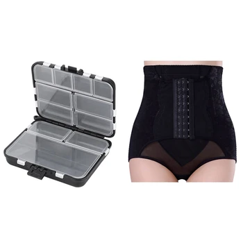 

16 Pcs Accessories: 1 Pcs Waist Belly Shaping Body Underwear Waist Training Tight (Black Xl) & 15 Pcs 26 Grid Storage Case Fishi