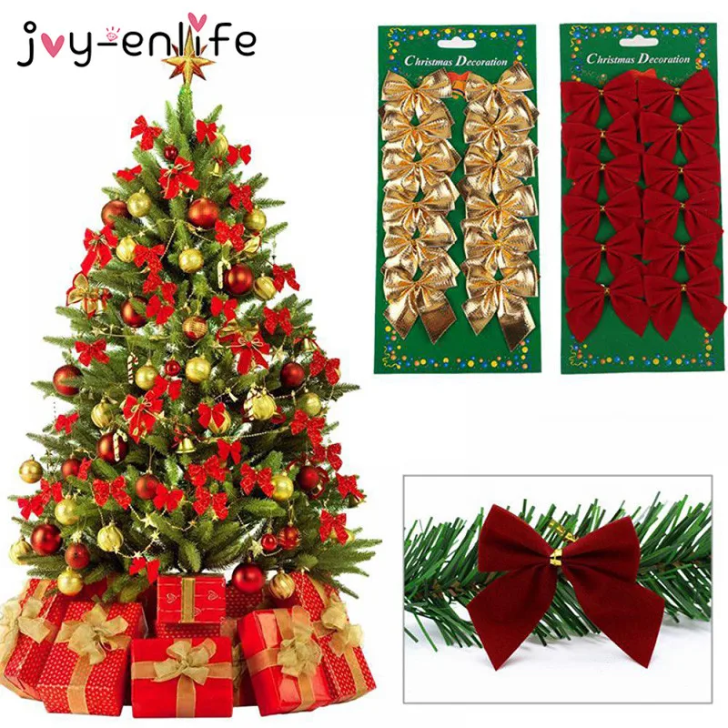 

Joy-Enlife 12pcs/lot Bow Tie Christmas Tree Decoration Christmas Pendant Tree Decoration Baubles Fashion New Year Supplies