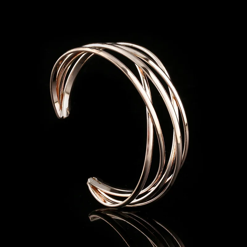Rose gold Find Me, бренд, винтажные панк браслеты и браслеты для женщин, ювелирные изделия, Многослойные Геометрические полые браслеты-манжеты - Окраска металла: Rose gold