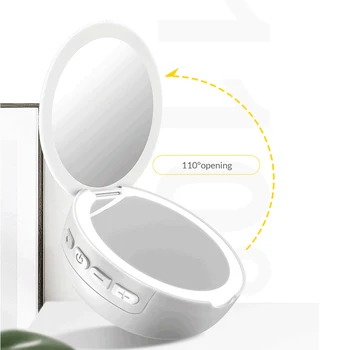 

USB Rechargeable Vanity Mirror 3X Magnifying Pocket Home Makeup Bluetooth Speaker Mini LED Light Wireless Dimmable Cosmetic Gift