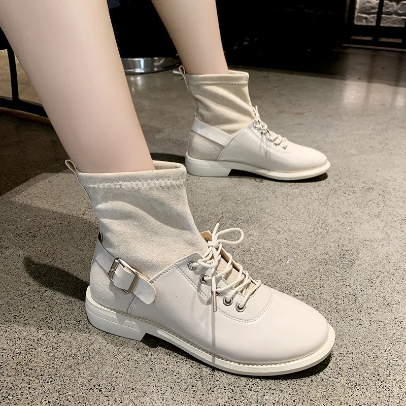 

Gong zhu xue Autumn And Winter Fashion Single Boots 2019 New Style Socks xue wa Boots British Style Martin Short Boots Fashion