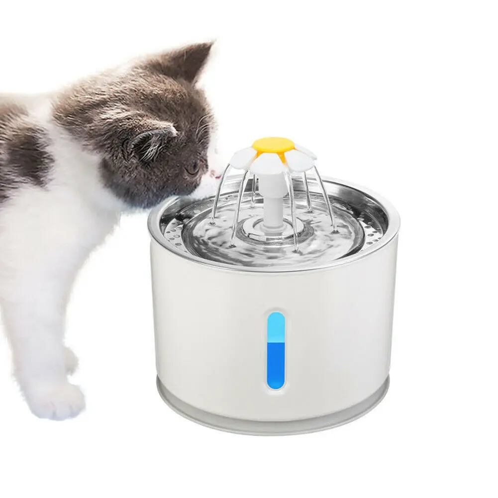 2.4L Automatic Pet Cat Water Fountain with LED Electric USB Dogs Cats Mute Drinker Feeder Bowl Pet Drinking Fountain Dispenser