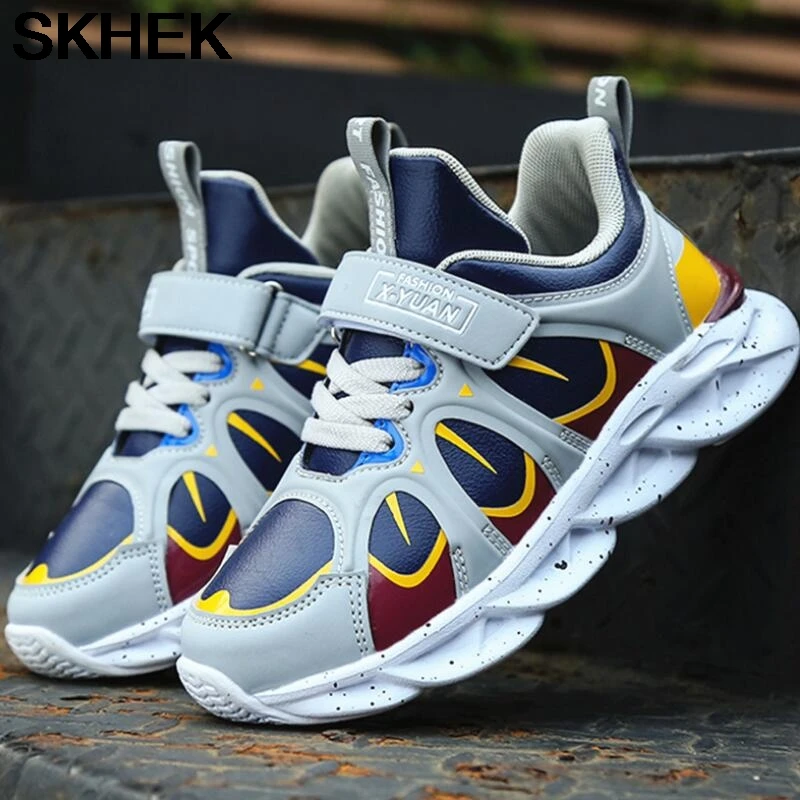 SKHEK Children Sports Shoes Autumn Boys Girls Anti-slip Patchwork Net Breathable Kids Sneakers Infant Child Running Shoe Black | Детская