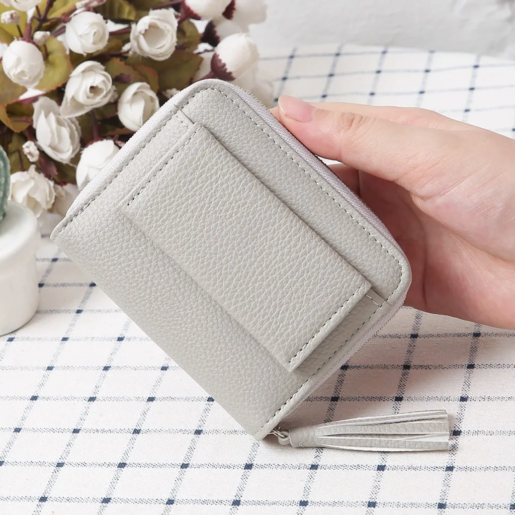 Women’ s Fashion Trend Solid Color Long Fringed Leather Card Wallet women portefeuille femme monederos para mujer new carteira