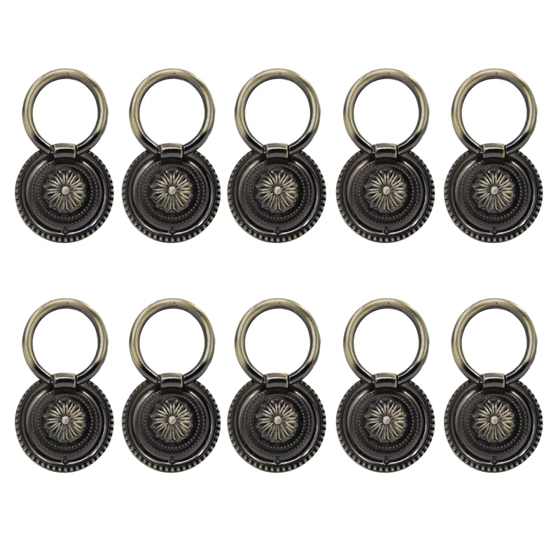 

Vintage European Style Kitchen Cabinet Cupboard Dresser Door Drawer Ring Pull Handles Knobs Furniture Antique Metal Handles 10 P