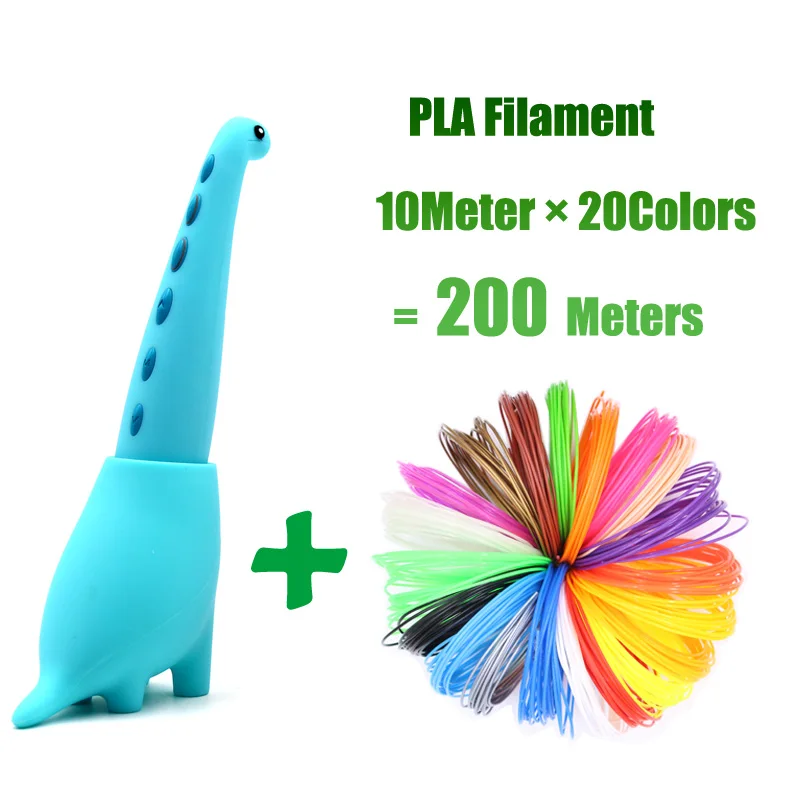 lihuachen 3D Pen for Kids Dinosaur STEM Toys 3D Printing Pen Mini Printer Drawing Painting Art Set with 2 Speeds Safe Sleep Mode - Цвет: Blue Add 200Meters