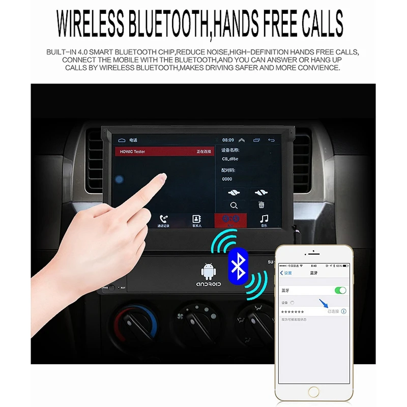 7 дюймов Android 8,1 Автомагнитола 1 Din MP5 плеер+ Wifi+ gps+ Bluetooth+ AM/FM Автомобильный мультимедийный плеер+ 4LED камера