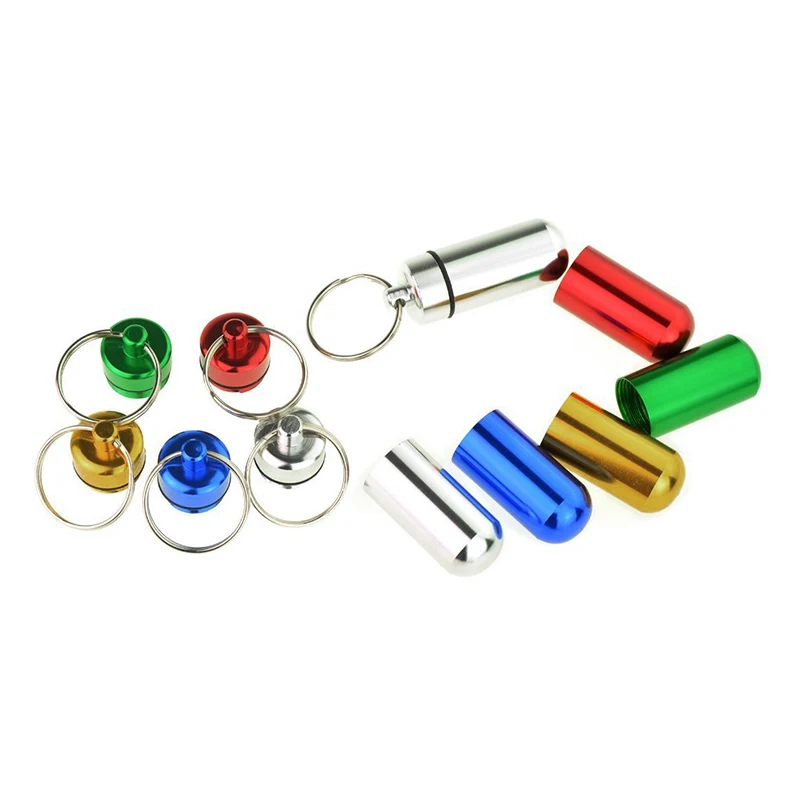 New High Quality Portable WaterProof Mini Blue Aluminum Keychain Tablet Storage Box Bottle Case Holder Pill | Дом и сад