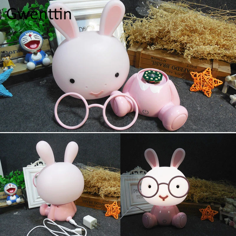 Очки кролик лампа мультфильм животное светодиодный USB детский ночник светильник для детей день рождения Рождественский подарок дети милые Luminaria домашний декор