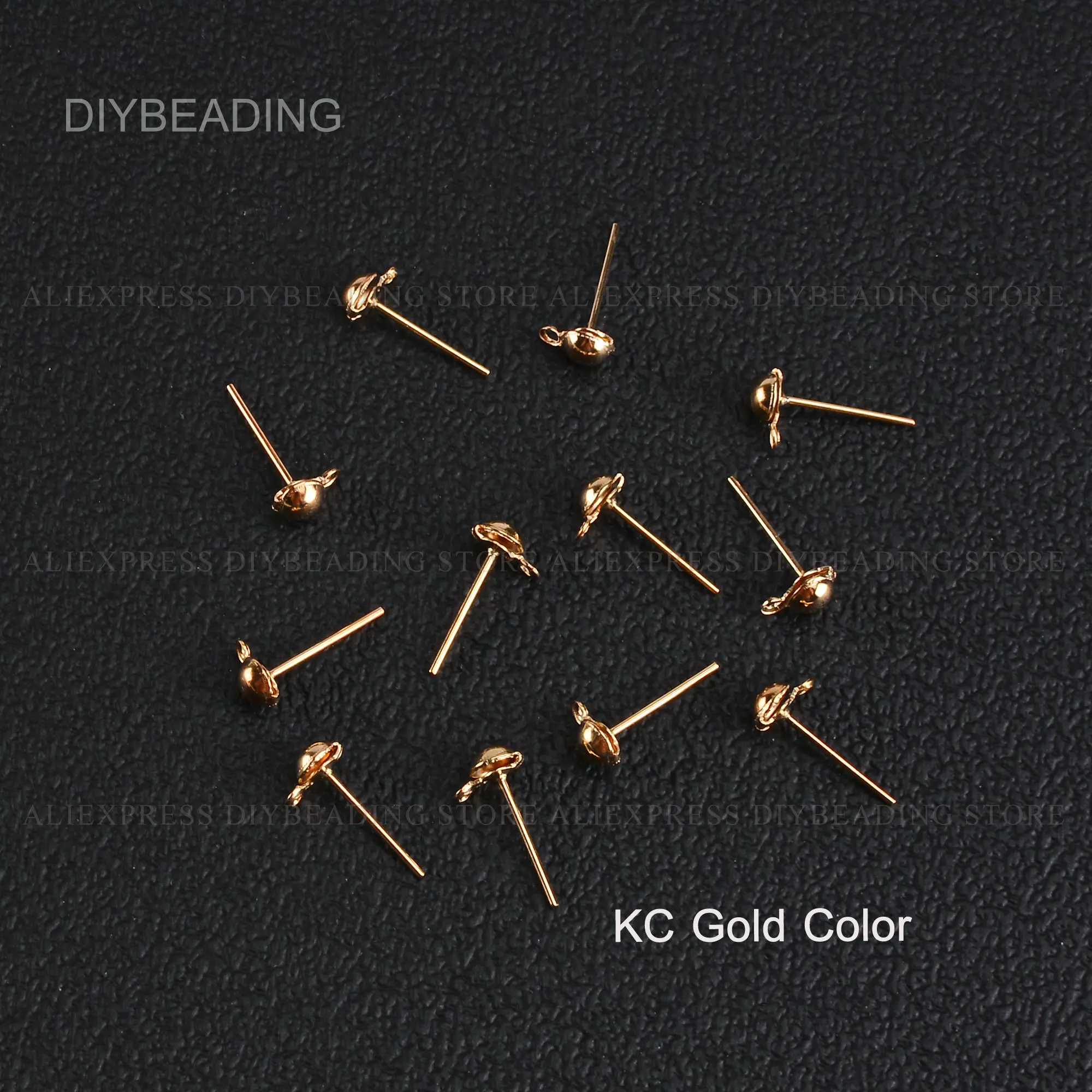 50-1000 Pcs Ball Stud Earring Post with Ring/Loop 4mm 6mm White Gold/KC Gold/Gold/Silver Plated Iron Dot Post for Earring Making