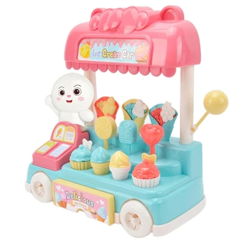 

13PCS Ice Cream Cart Fruit Juice Drink Candy Kitchen Toys Children Play House Simulation Fruits Pretend Baby Toy