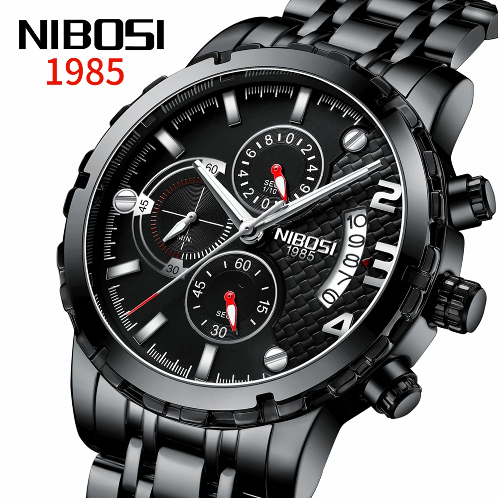 Новинка 2021 мужские часы NIBOSI Роскошный хронограф спортивные водонепроницаемые