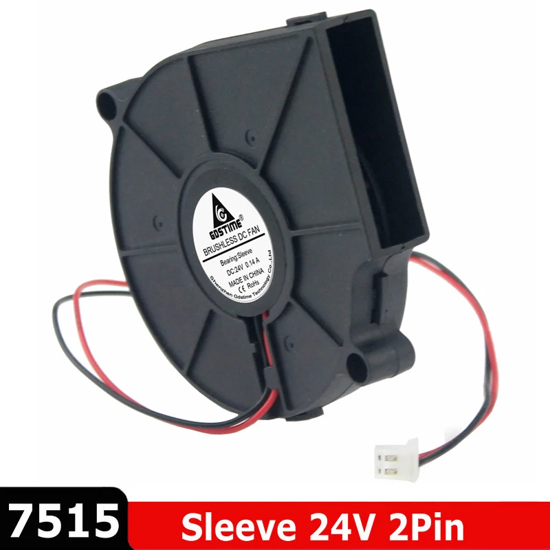 10 шт. Gdstime 7515 DC 24 В 2 Pin 75x75x15 мм 75 Бесщеточный вентилятор охлаждения турбо |