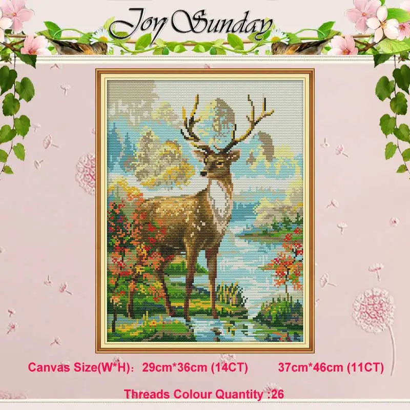 Stag Animals painting counted 11CT 14CT Cross Stitch Sets DIY wholesale