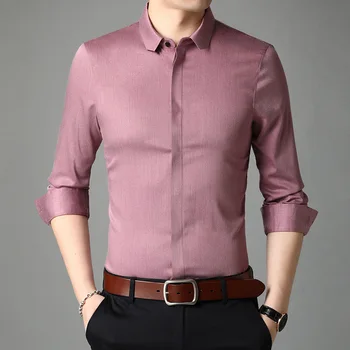 

High quality 2020 new spring and autumn solid color long-sleeved shirts men trendy comfortable casual business shirts 923