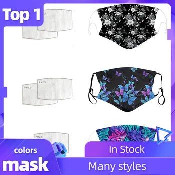 

3PC Masks With 6 PCS Filters Washable and Reusable Windproof Foggy Haze Mouth Cover Fashion Printing Face sheild Mascarilla