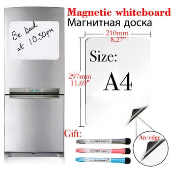 

Soft Magnetic Whiteboard Arc Edge A4 Size 11.69"x8.27" Dry Erase White Boards Magnet Board Fridge Kids Board