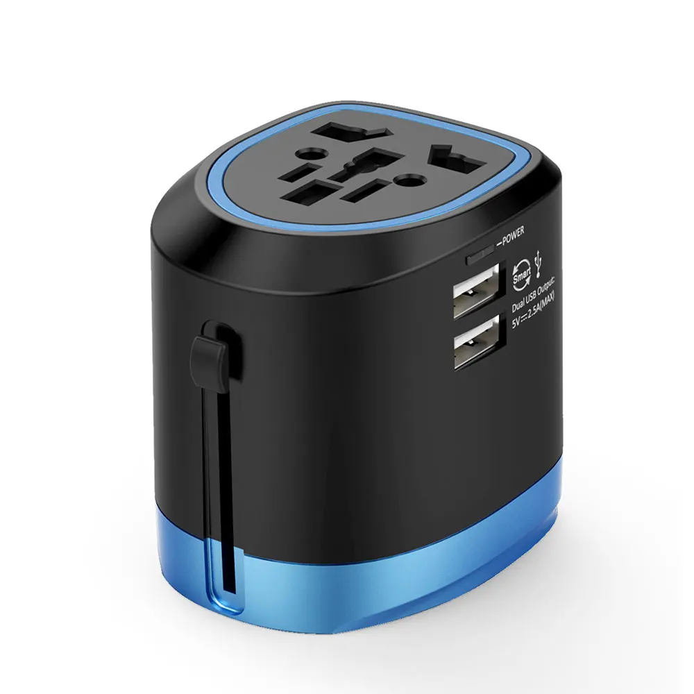 

Universal Travel Adapter All in One International Power Adapter Socket Charger with 2 USB Ports Works in 150+Countries